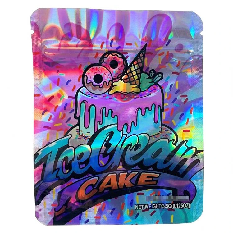 Custom Printed Small Holographic Ziplock Rainbow Laser Plastic Mylar Packaging Zipper Pouch Bag