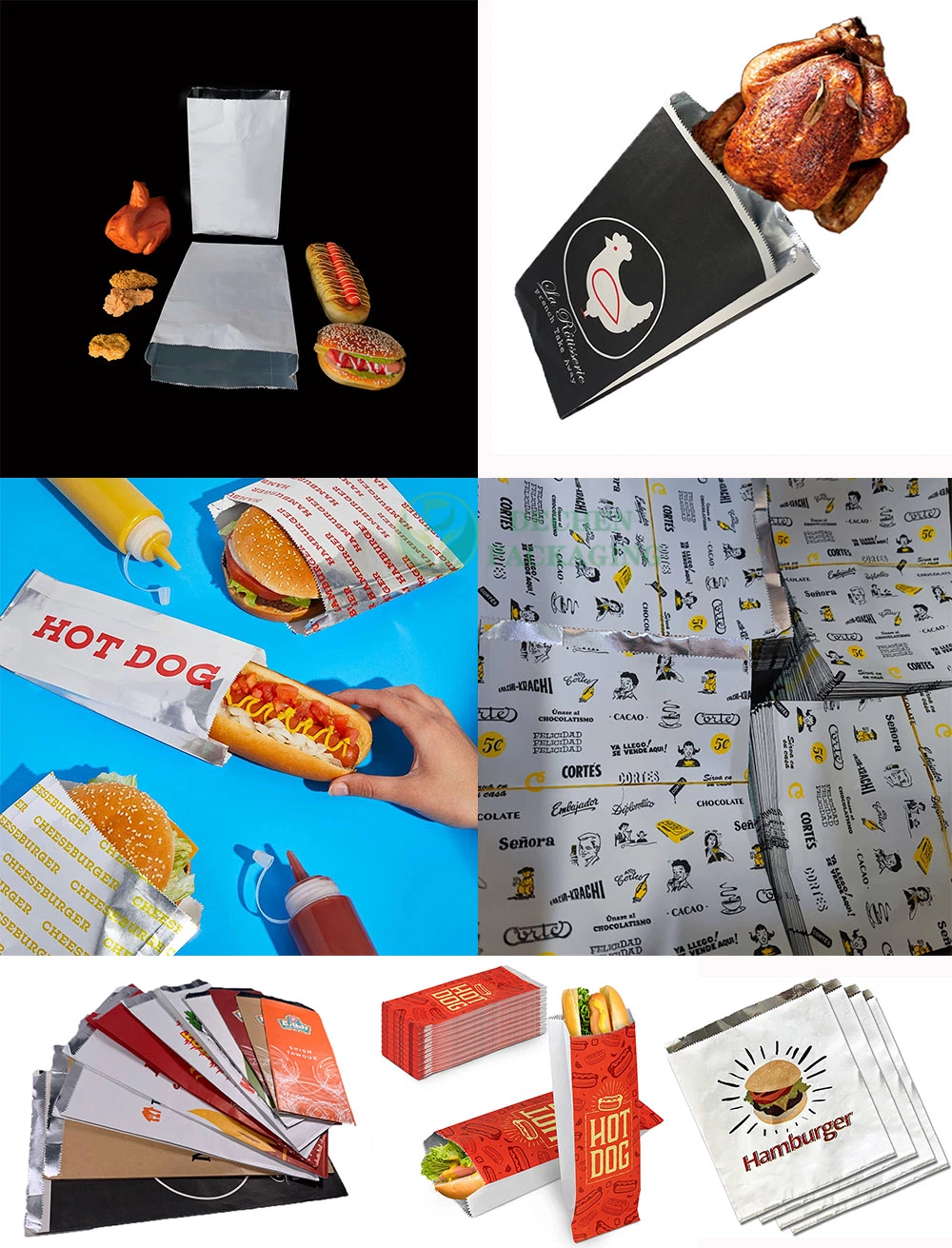 Burger Foil Lined Food Service Paper Sushi Restaurant Bag