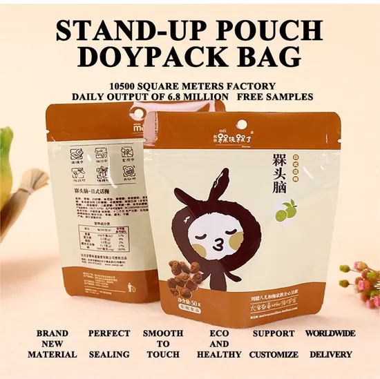Chiusura con zip Stand up Pouch Etichetta Un lato Foglio di alluminio trasparente Chiusura richiudibile Frutta secca Noci Spuntino vegetale Doypack Borsa per imballaggio alimentare